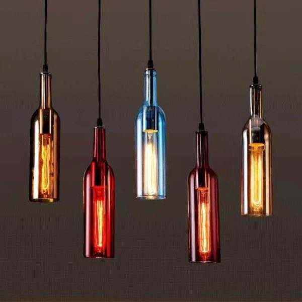 Retro Colorful Wine Bottle 5-Light Chandeliers - Image 3