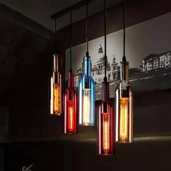 Retro Colorful Wine Bottle 5-Light Chandeliers - Image 2