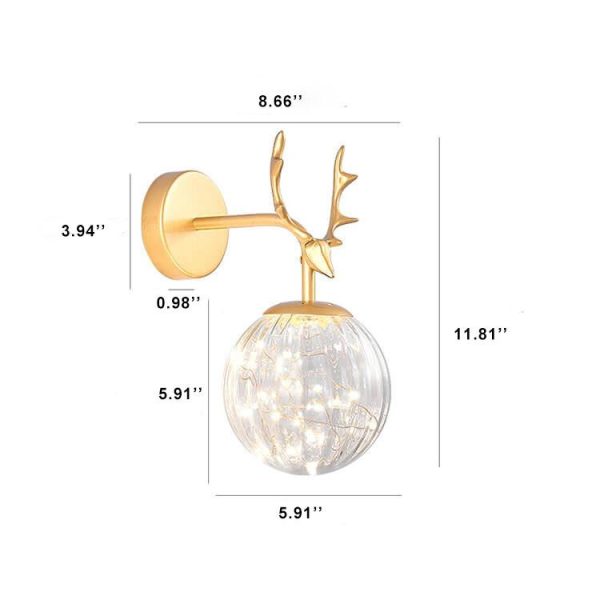 Modern Antler Glass Ball LED Wall Sconce Lamps - Image 10
