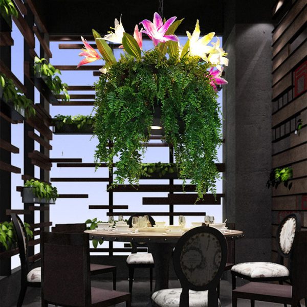 Modern Creative Simulation Plant Flowers Iron 12/13-Light Chandelier - Image 26