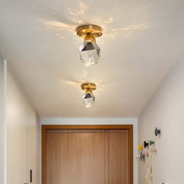 Crystal 1-Light Diamond Shade  Semi-Flush Mount Lighting - Image 2