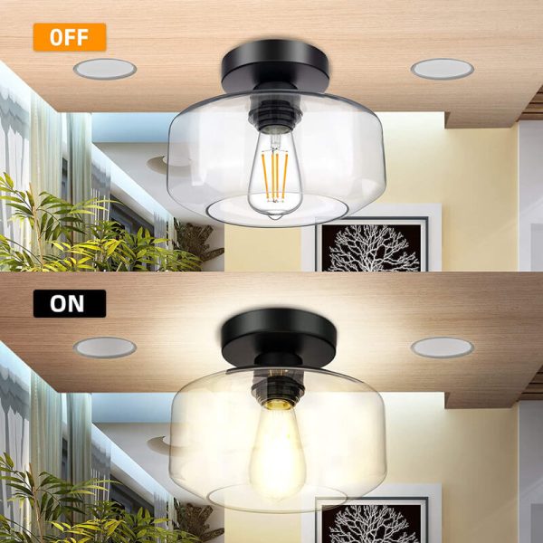 Clear Glass 1-Light Dome Semi-Flush Mount Lighting - Image 6