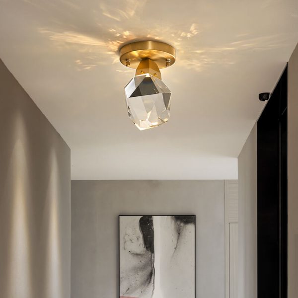 Crystal 1-Light Diamond Shade  Semi-Flush Mount Lighting - Image 6