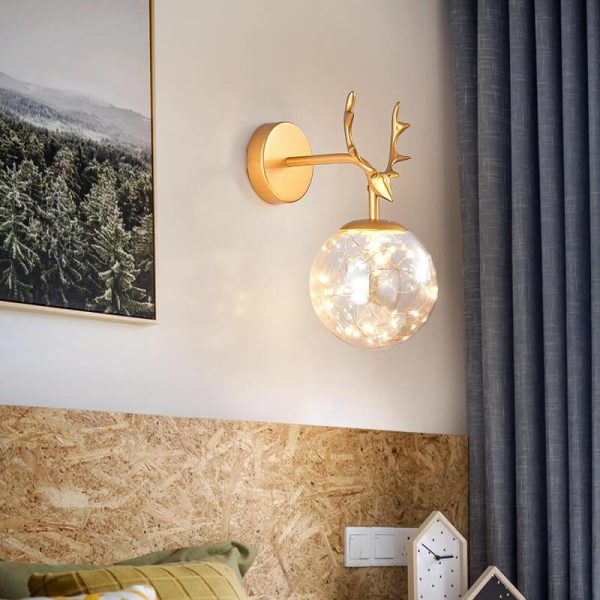 Modern Antler Glass Ball LED Wall Sconce Lamps