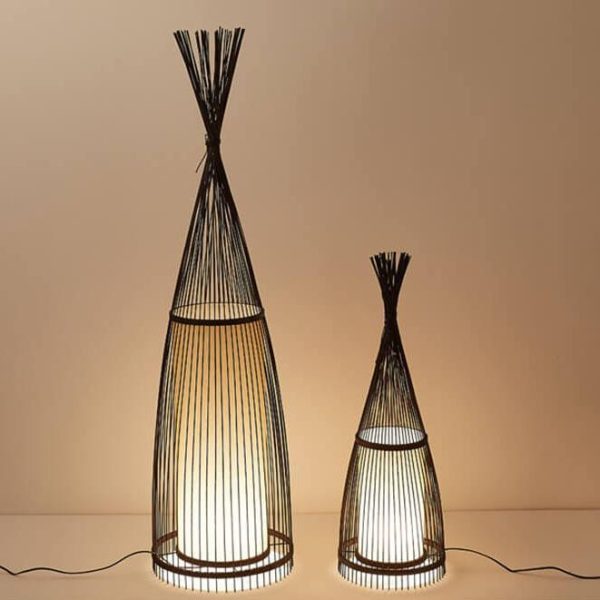 Bamboo Weaving 1-Light Hut Shaped Standing Floor Lamps - Image 9