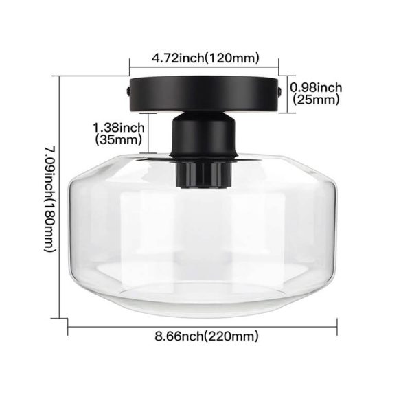 Clear Glass 1-Light Dome Semi-Flush Mount Lighting - Image 5