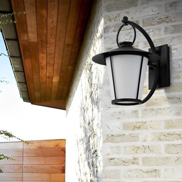 1-Light 13 In. Vintage White Opal Frosted Glass Black Outdoor Wall Light - Image 2