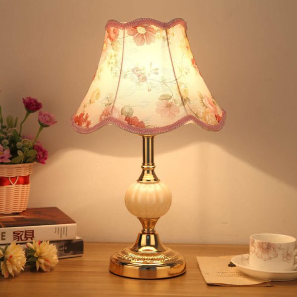 Nordic Vintage Floral Glass Fabric 1-Light Table Lamp - Image 27