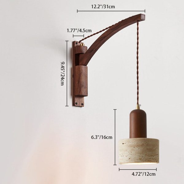 Japanese Wabi-Sabi Solid Wood Glass Horn 1-Light Wall Sconce Lamp - Image 8