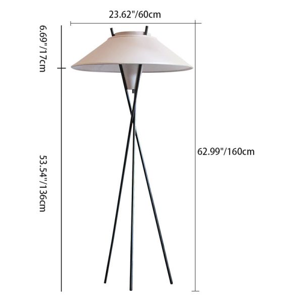 Contemporary Simplicity Semi-tapered Fabric Shade Iron Tripod 1-Light Standing Floor Lamp For Study - Image 6