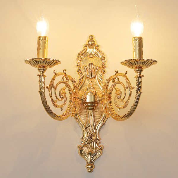European Modern Luxury Candelabra Carved Zinc Alloy Fabric 2-Light Wall Sconce Lamp - Image 2