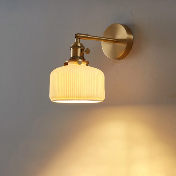Modern Minimalist Striped Ceramic Jar 1-Light Wall Sconce Lamp - Image 10