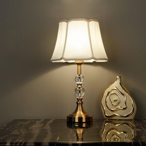 Modern Minimalist Column Crystal Iron Fabric 1-Light Table Lamp For Living Room - Image 10