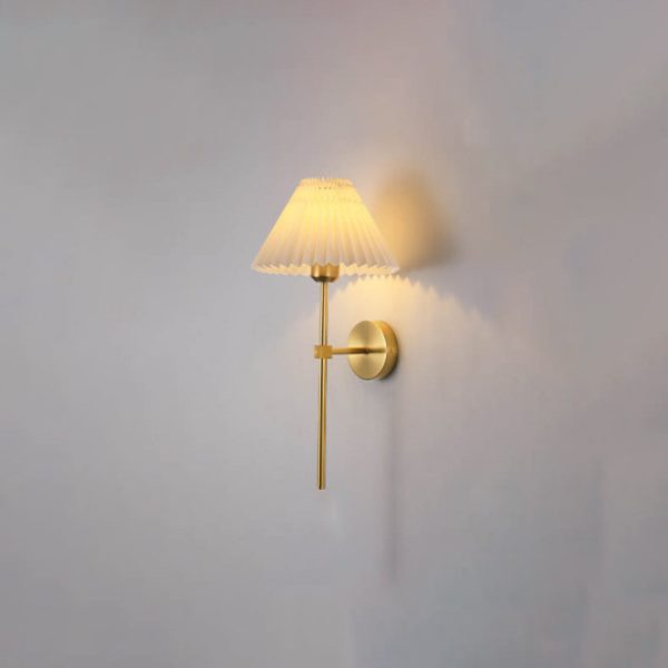 Vintage Pleated Fabric Shade Straight Arm 1-Light Wall Sconce Lamp - Image 10