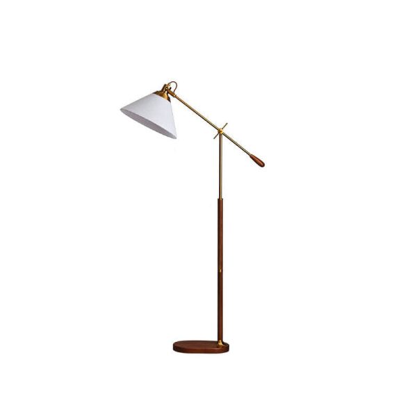 Nordic Vintage Fabric Cone Metal Ash Wood 1-Light Standing Floor Lamp - Image 14