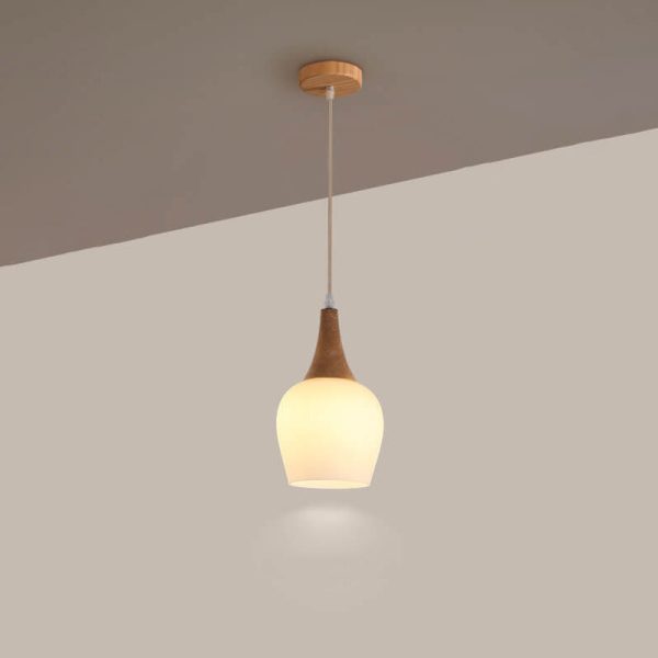 Nordic Solid Wood Glass White Bottle Island Light 1/3 Light Chandelier - Image 2