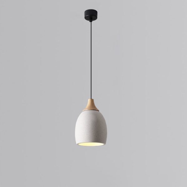 Traditional Japanese Cement Solid Wood Circle 1-Light Pendant Light For Dining Room - Image 8