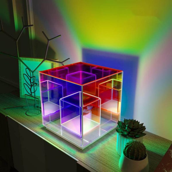 Modern Acrylic RGB Line Rubik's Cube LED Table Lamp - Image 2