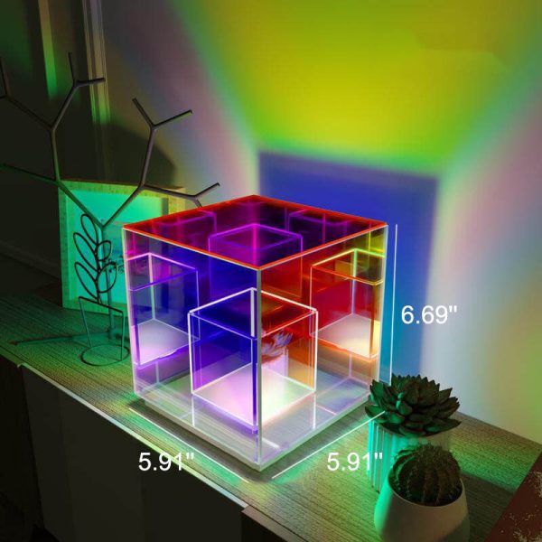 Modern Acrylic RGB Line Rubik's Cube LED Table Lamp - Image 13