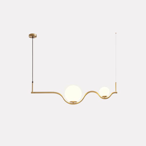 Scandinavian Minimalist Wave Hardware Frame Glass Shade 2/3-Light Island Light Chandelier - Image 9