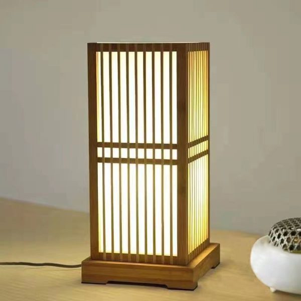 Japanese Minimalist Wooden Square Column 1-Light Table Lamp - Image 2