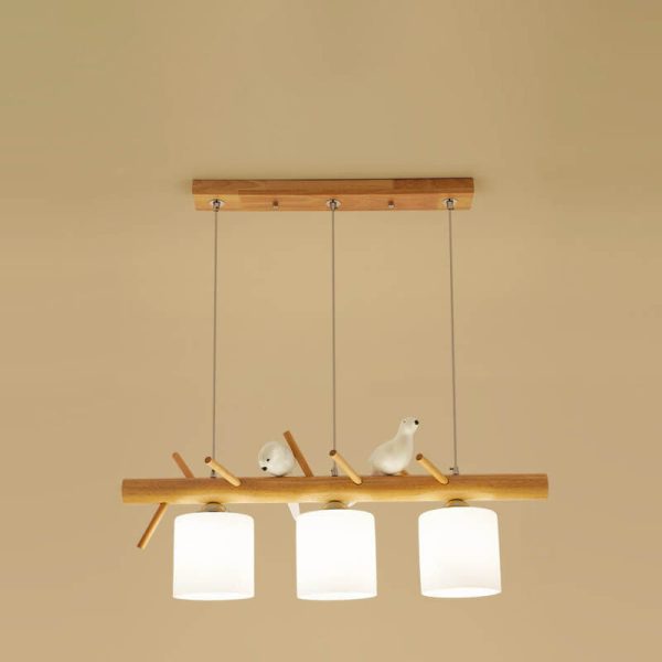 Nordic Minimalist Solid Wood Bird Decor Cylinder 2/3-Light Island Light Chandelier - Image 9