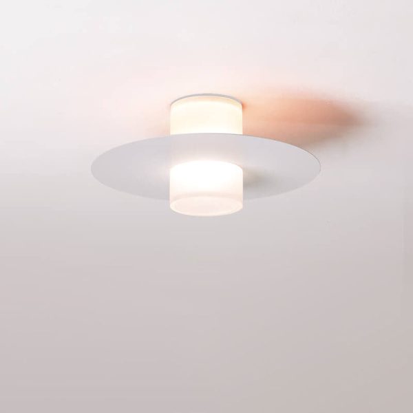 Modern Minimalist Cylindrical Disc Iron Acrylic LED Semi-Flush Mount Ceiling Light - Image 2