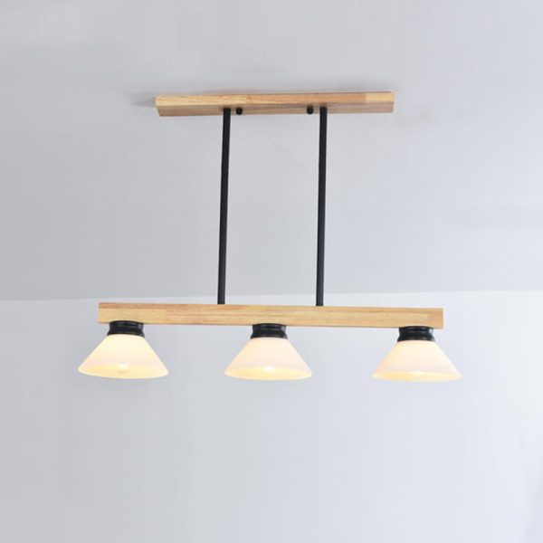 Nordic Solid Wood Cone Glass Shade 3/4 Light Island Light Chandelier - Image 20