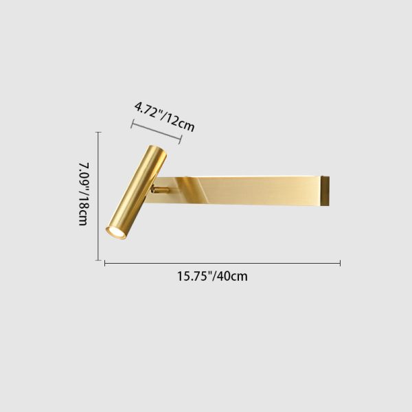 Modern Luxury Rectangle Cylinder Full Copper LED Wall Sconce Lamp For Bedroom - Image 4