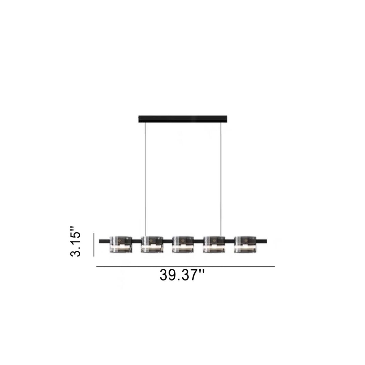 Modern Minimalist Glass Cylindrical Shade Bar LED Chandelier - Image 7