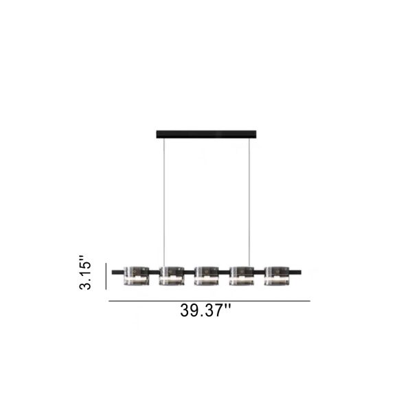 Modern Minimalist Glass Cylindrical Shade Bar LED Chandelier - Image 7