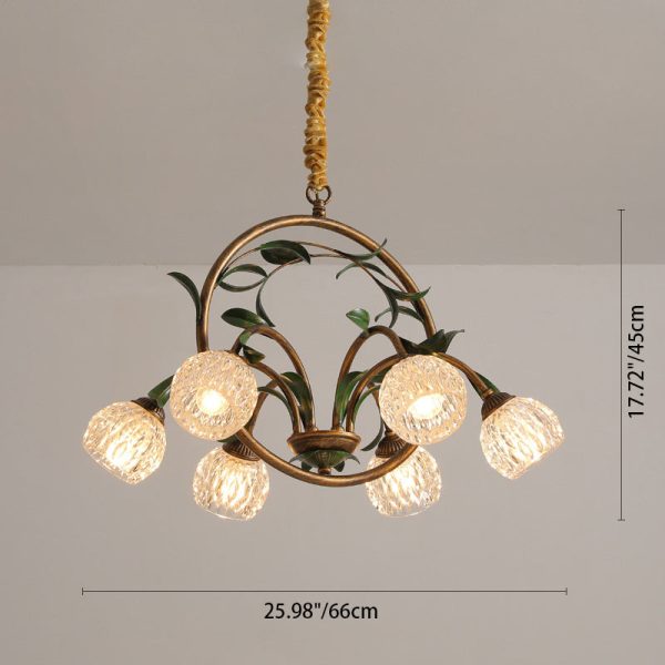 Modern Art Deco Iron Lacquered Ring Tulip Glass Crystal Shade 6/8-Light Chandelier For Living Room - Image 5