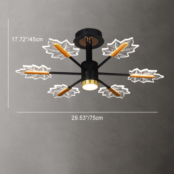 Modern Minimalist Branch Maple Leaf Iron Acrylic LED Chandelier For Living Room - Image 4