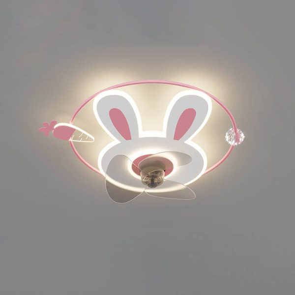Cartoon Creative Bunny Carrot LED Flush Mount Ceiling Fan Light - Image 3