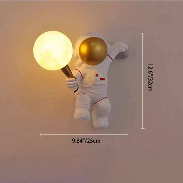 Contemporary Creative Cartoon Astronaut Resin ABS 1-Light Wall Sconce Lamp For Bedroom - Image 3
