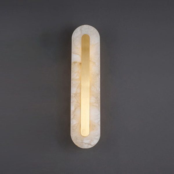 Light Luxury Brass Marble Oval Square LED Wall Sconce Lamp - Image 3