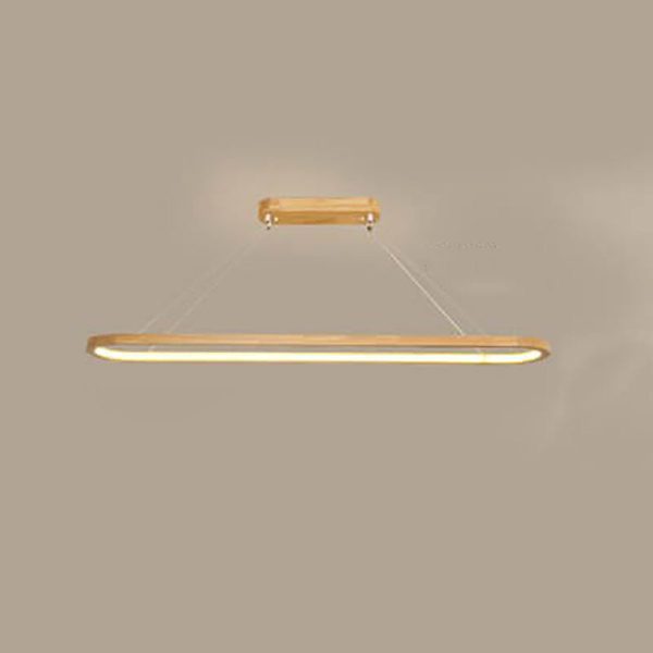 Modern Chinese Solid Wood Round Ring Frame Island Light LED Chandelier - Image 6