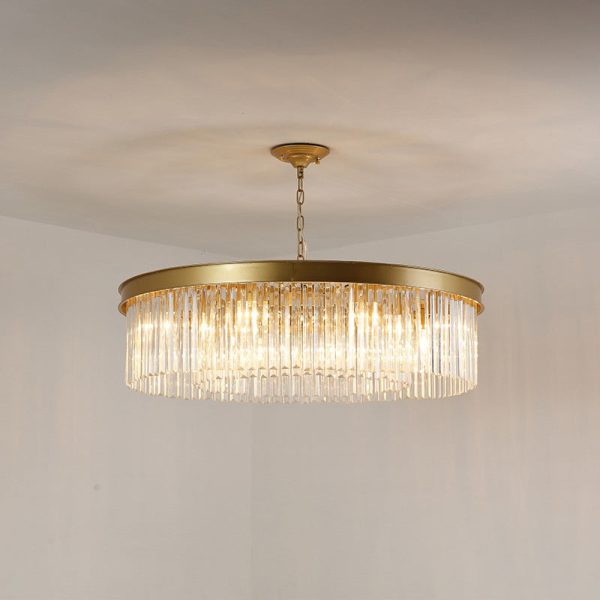 Contemporary Luxury Iron Finish Frame Round Tiered Crystal Shade 8-Light Chandelier For Living Room - Image 10