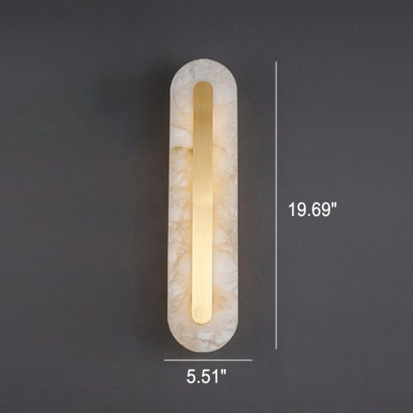 Light Luxury Brass Marble Oval Square LED Wall Sconce Lamp - Image 10