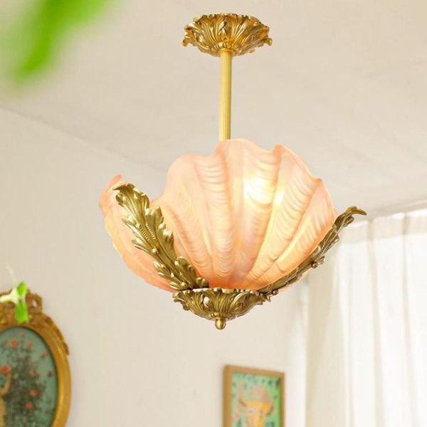Modern Art Deco Shell Shape Brass Finish Frame 3/4-Light Chandelier for Living Room - Image 2