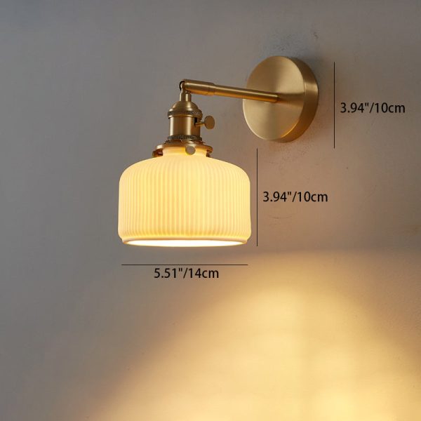 Modern Minimalist Striped Ceramic Jar 1-Light Wall Sconce Lamp - Image 9