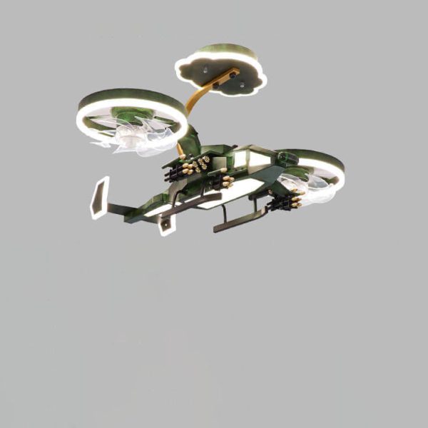 Modern Children's Helicopter Hardware Acrylic LED Semi-Flush Mount Ceiling Fan Light - Image 14