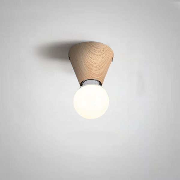 Japanese Minimalist Wood Grain Glass Round 1-Light Flush Mount Ceiling Light - Image 10