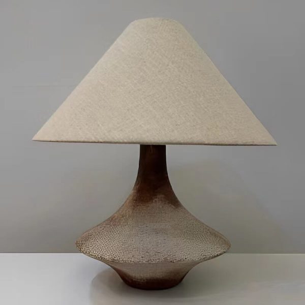 Wabi-Sabi Vintage Cone Vase Base Ceramic Fabric 1-Light Table Lamp - Image 4
