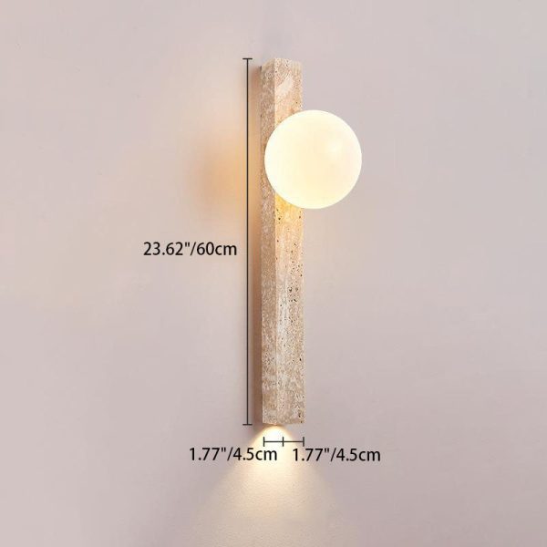 Traditional Japanese Long Strip Yellow Travertine 2-Lights For Hallway - Image 3