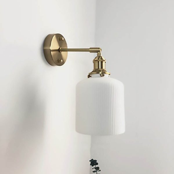 Japanese Retro Minimalist Cylinder Oval Brass Lucite 1-Light Wall Sconce Lamp - Image 20