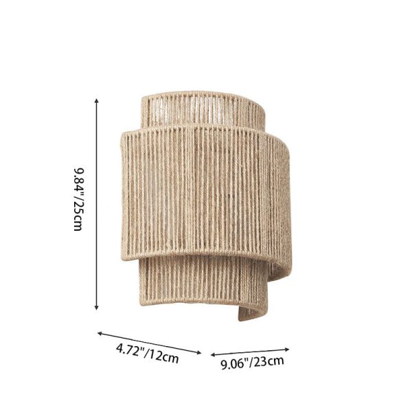 Traditional Japanese Rope Woven Curved 1-Light Wall Sconce Lamp For Living Room - Image 3