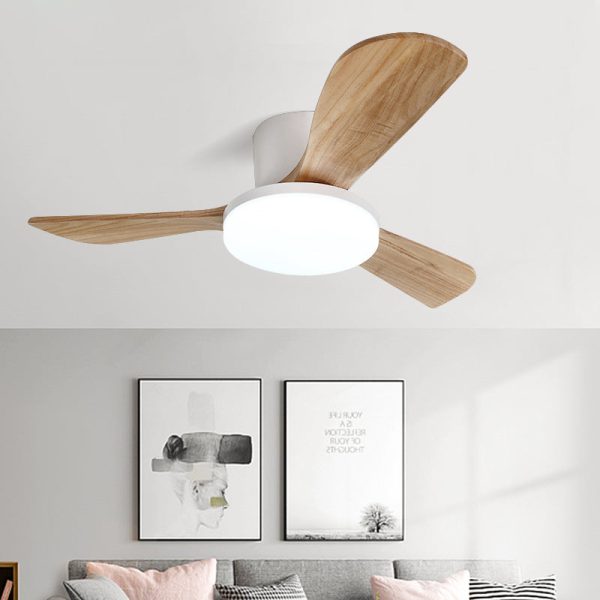 Contemporary Scandinavian Copper Wood Acrylic Fan LED Semi-Flush Mount Ceiling Fan Light For Living Room - Image 9