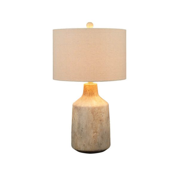 Vintage Minimalist Fabric Cement Base 1-Light Table Lamp - Image 6