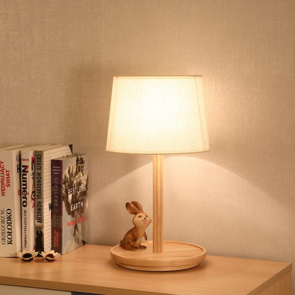 Modern Minimalist Cone Fabric Wood Base 1-Light Table Lamp For Study - Image 14